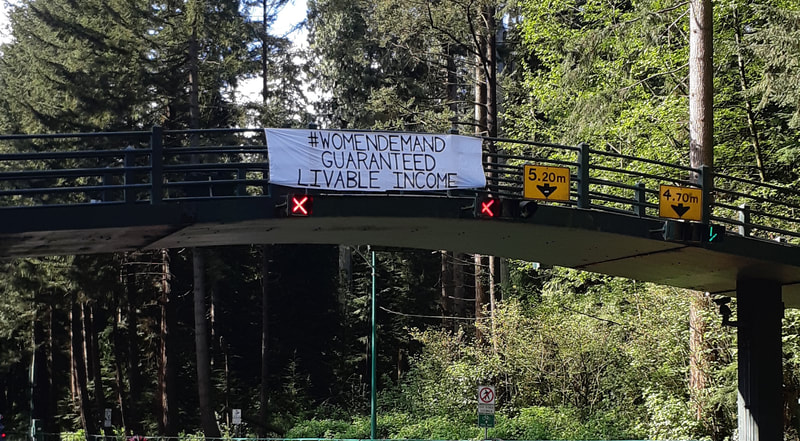 #womendemand guaranteed livable income. Banner Stanley Park